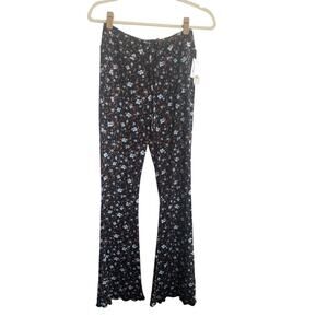 NWT BP Nordstrom XS Flare Pants Navy Daisy Spray Floral Stretch 70s Retro #6318